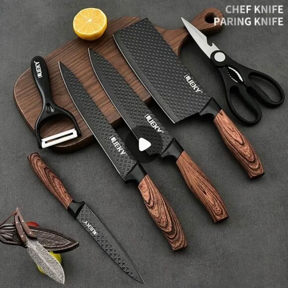 Professional 6 Piece Kitchen Knife Gift Box Set High Carbon Stainless Steel New - Picture 2 of 6
